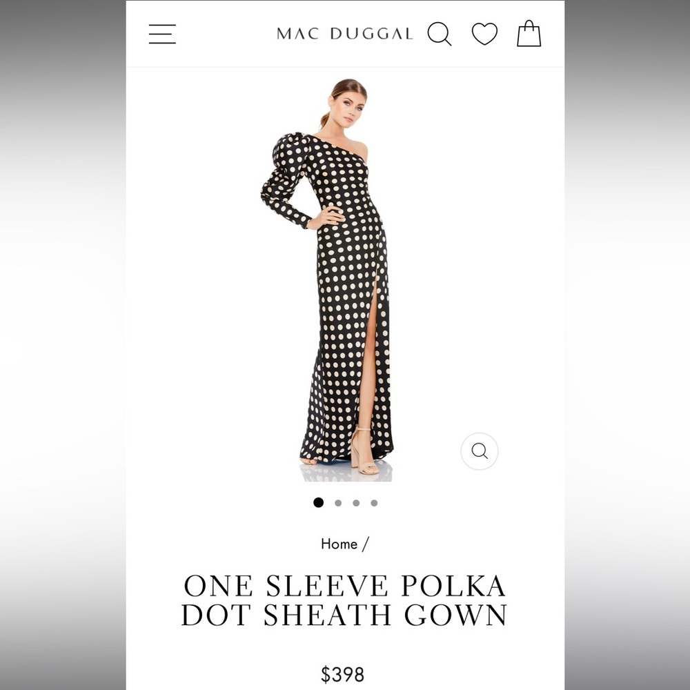 ONE SLEEVE POLKA DOT SHEATH GOWN
